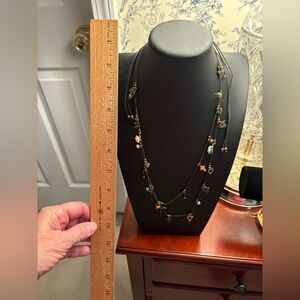 Vintage bohemian multi-color Cookie Lee adjustable charm necklace